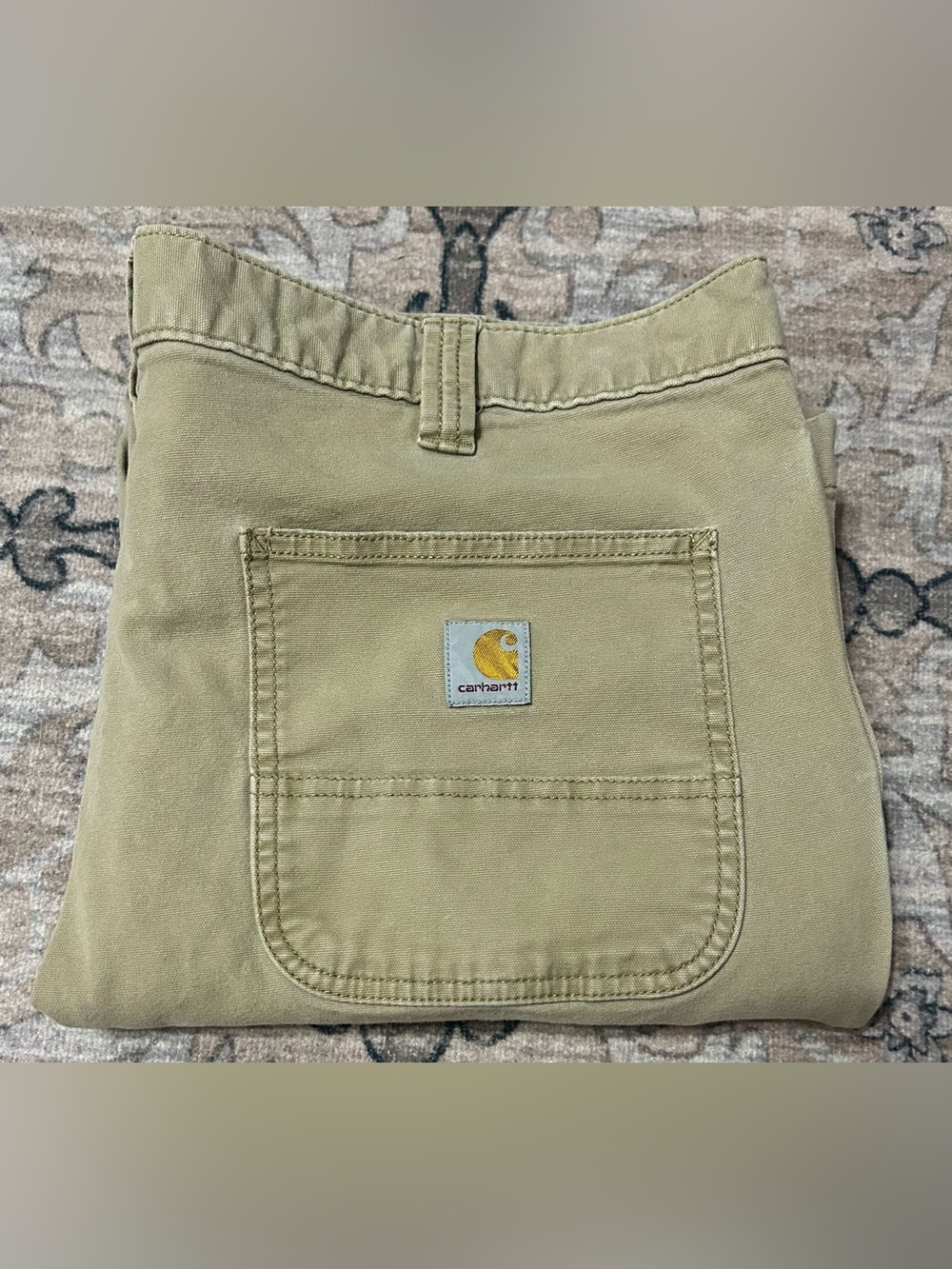 Carhartt Rugged Flex Work Pants Size 38x32 Khaki Tan Cargo Utlity Workwear Tough
